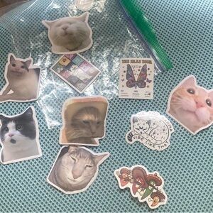 Colorful Cat Stickers Featuring Alert Gray and Content Light Cats